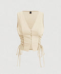 Chaleco beige amarrado