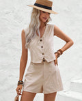 Set beige chaleco